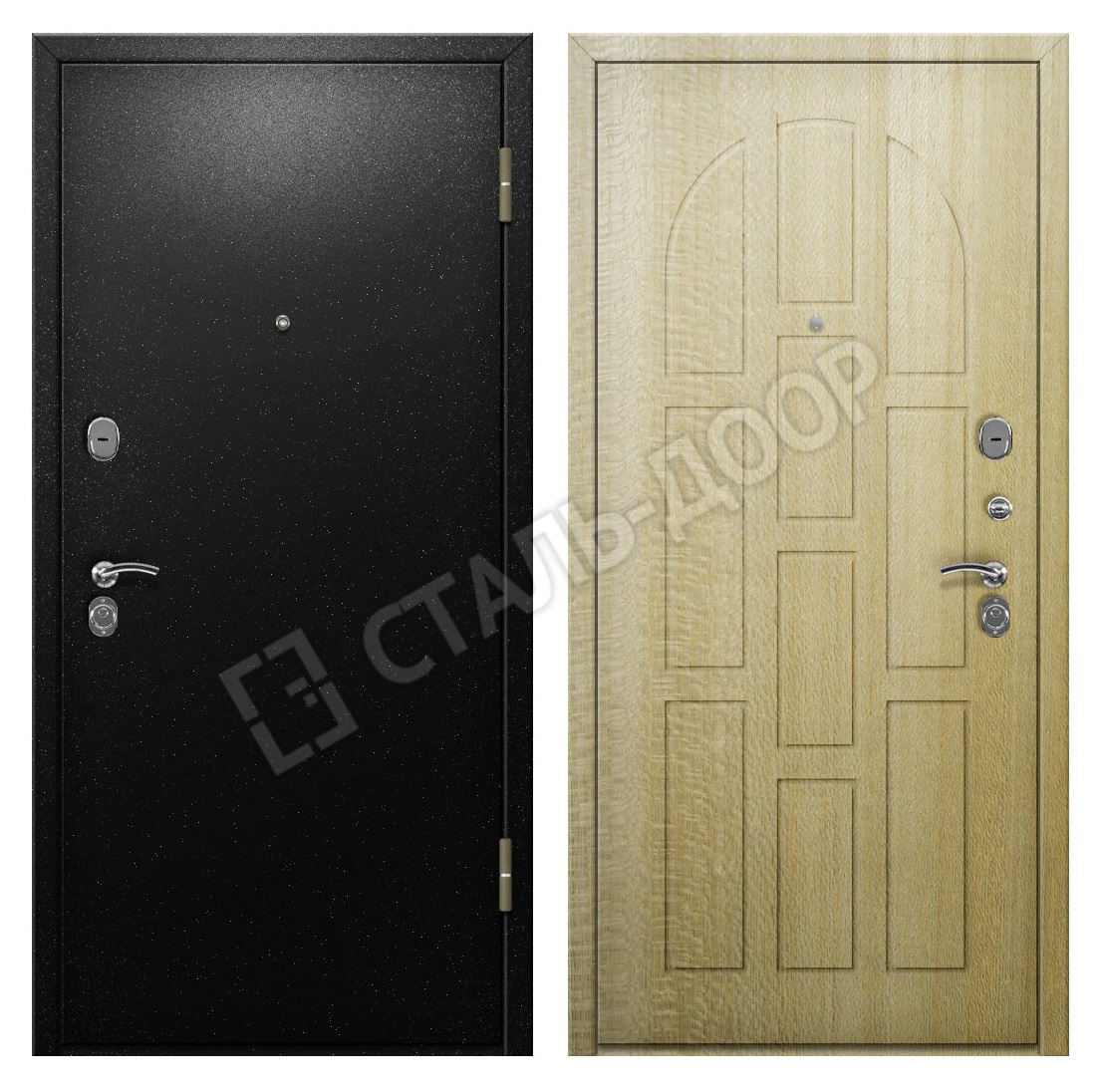 Входная дверь эконом с порошком и МДФ MTD-570